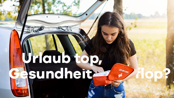 Junge Frau durchsucht den Erste Hilfe-Kasten.