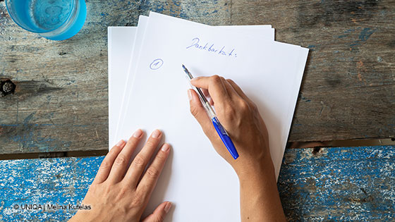 Eine Liste mit der Überschrift Dankbarkeit 